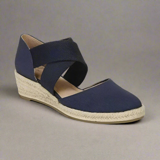TANBARA | Damen Espadrille-Keilsandaletten mit Kreuzriemen