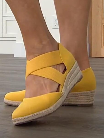 TANBARA | Damen Espadrille-Keilsandaletten mit Kreuzriemen