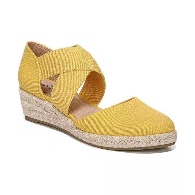 TANBARA | Damen Espadrille-Keilsandaletten mit Kreuzriemen