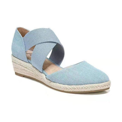 TANBARA | Damen Espadrille-Keilsandaletten mit Kreuzriemen